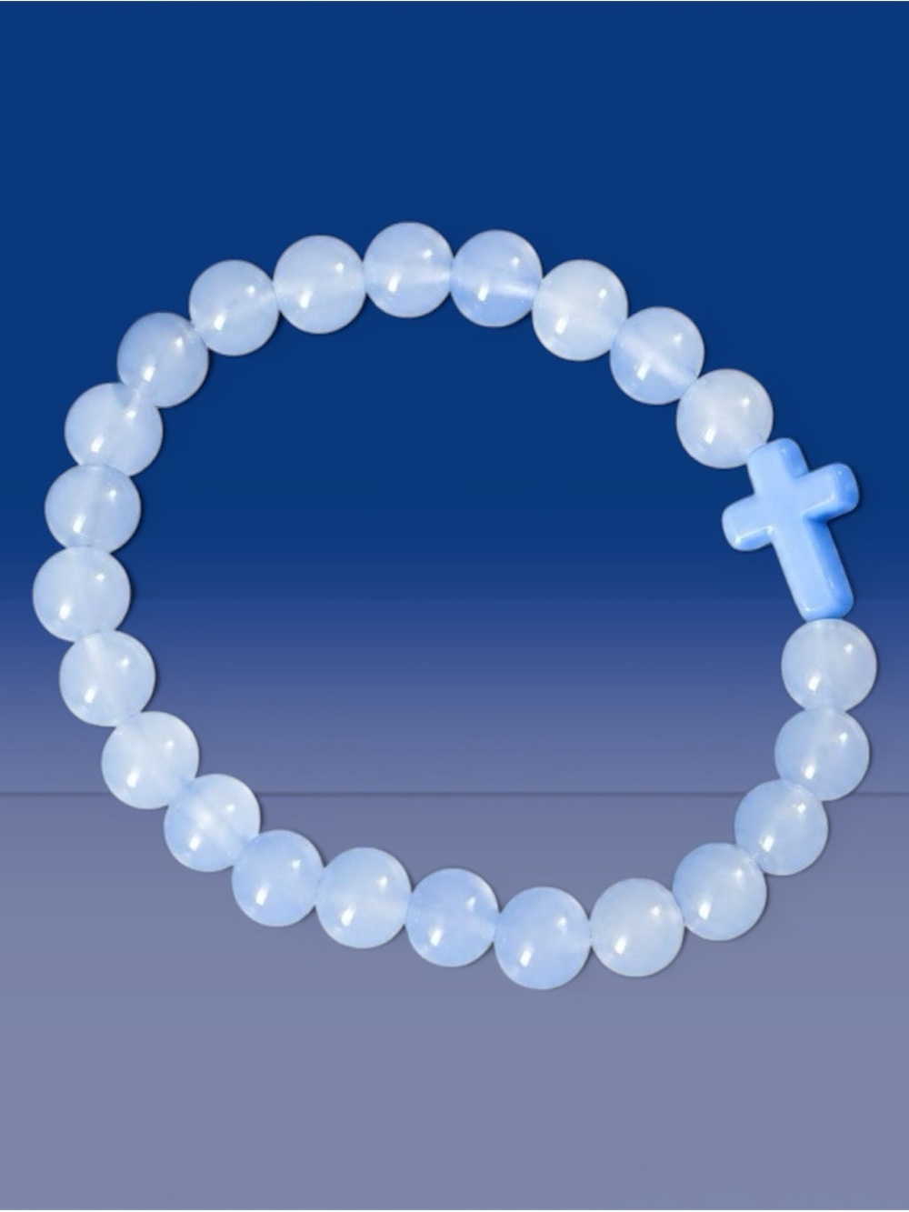 Light Blue Beaded Cross Stretch Bracelet - Women's Faith Jewelry